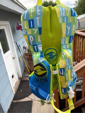 Hyperlite Kids Life Jacket - Bright Blue & Lime Green